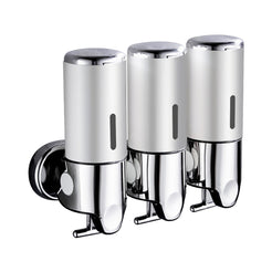 3 Bottles Bathroom Shower Soap Dispenser Silver-1861639611667845120