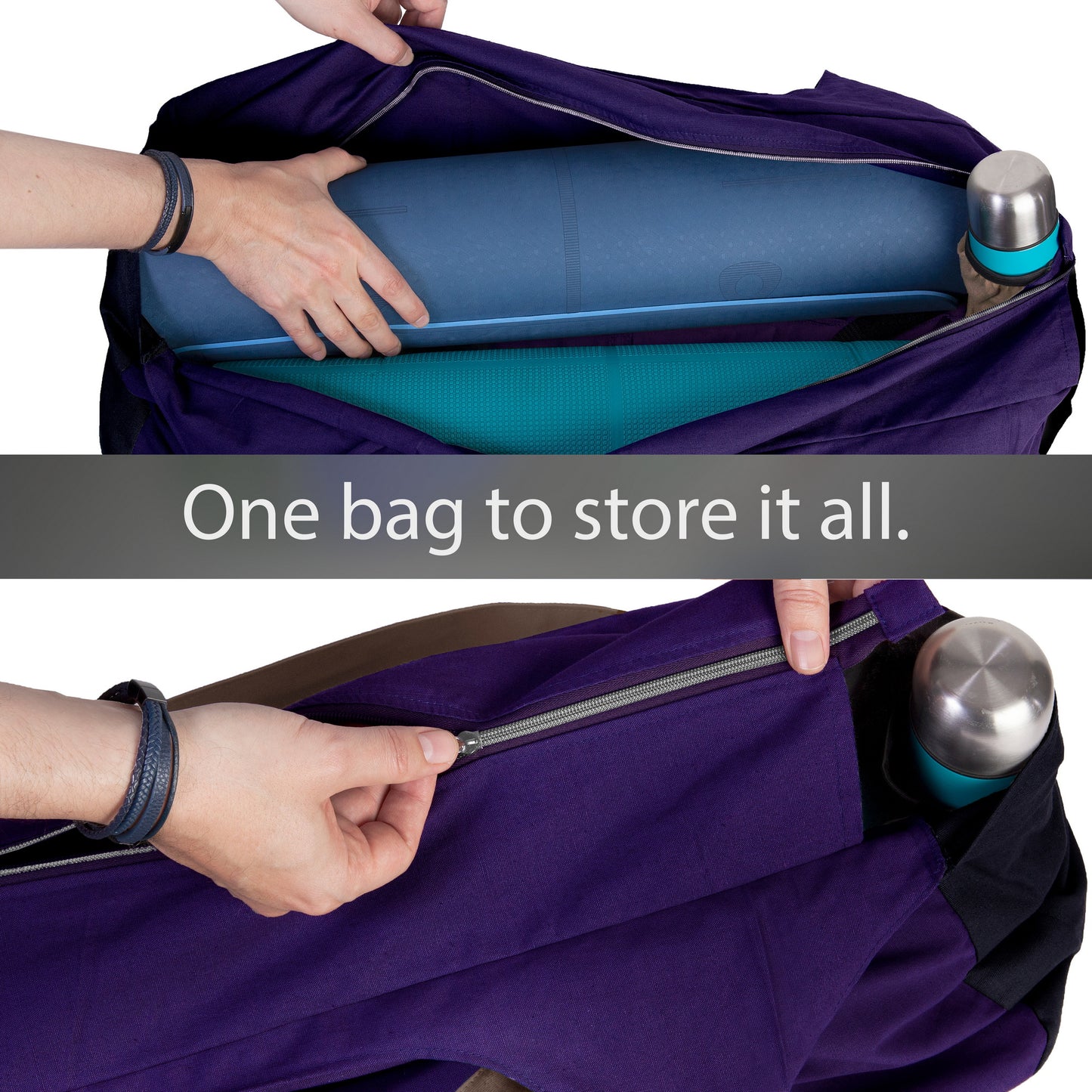 JoYnWell Yoga Bags and Carriers Fits All Your Stuff, PURPLE Extra Large Yoga Mat Bag Carrier, Full Zip Yoga Mat Bag, 3 Pockets Yoga Bag, Yoga Mat Carrier and Yoga Tote Bag