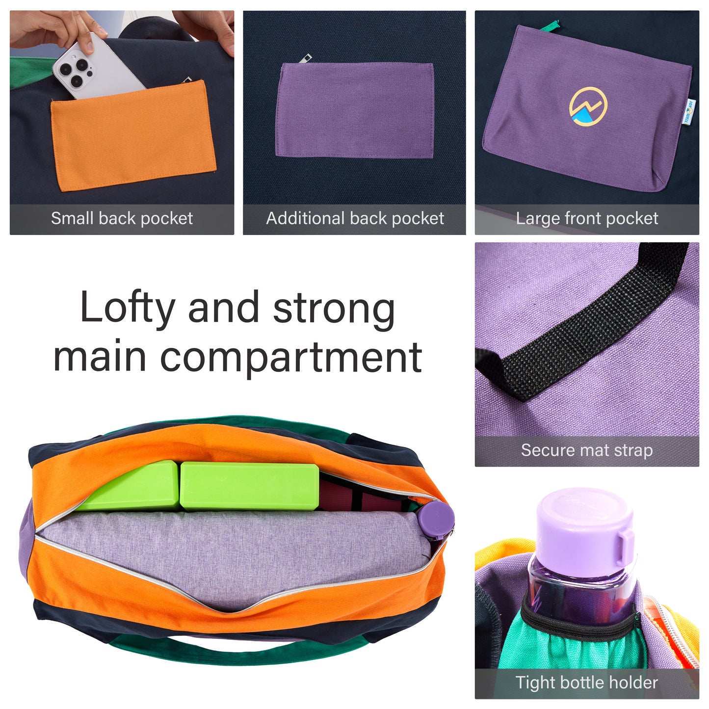 JoYnWell Yoga Bags and Carriers Fits All Your Stuff, MULTICOLOR Extra Large Yoga Mat Bag Carrier, Full Zip Yoga Mat Bag, 3 Pockets Yoga Bag, Yoga Mat Carrier and Yoga Tote Bag