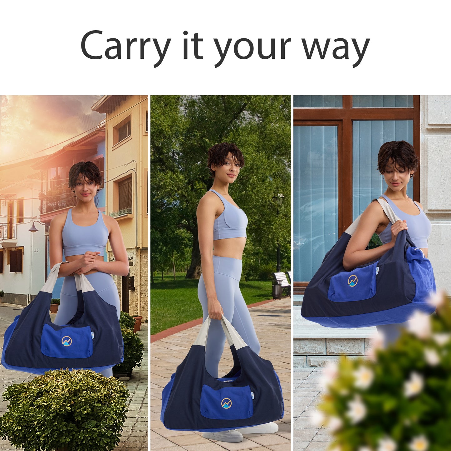 JoYnWell Yoga Bags and Carriers Fits All Your Stuff, BLUE Extra Large Yoga Mat Bag Carrier, Full Zip Yoga Mat Bag, 3 Pockets Yoga Bag, Yoga Mat Carrier and Yoga Tote Bag