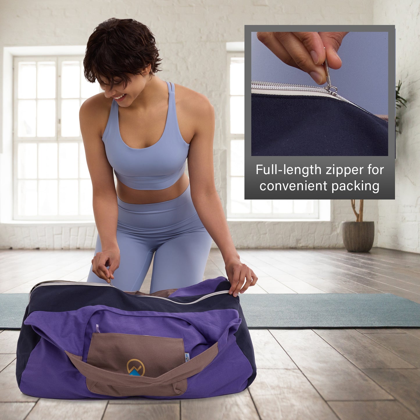 JoYnWell Yoga Bags and Carriers Fits All Your Stuff, PURPLE Extra Large Yoga Mat Bag Carrier, Full Zip Yoga Mat Bag, 3 Pockets Yoga Bag, Yoga Mat Carrier and Yoga Tote Bag