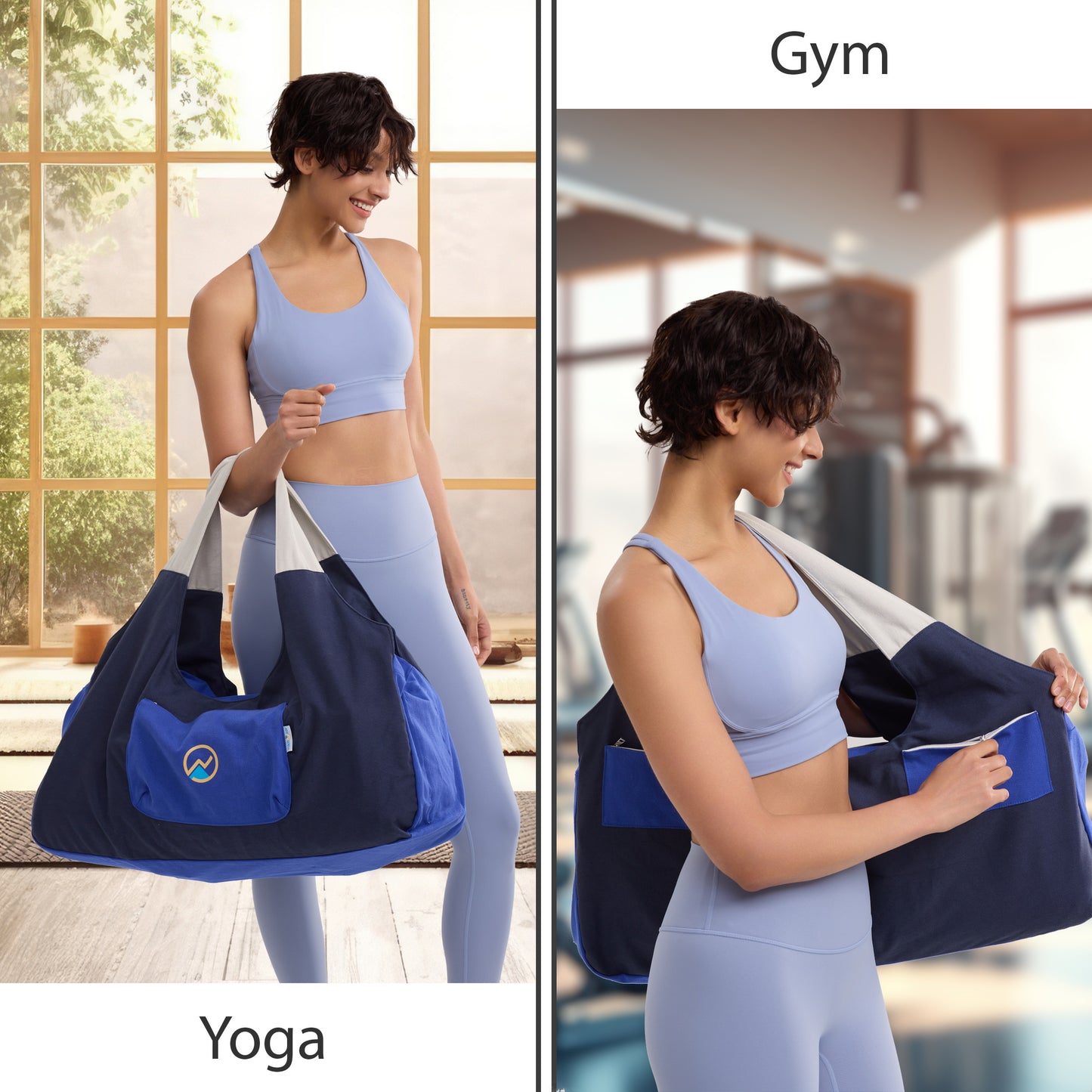 JoYnWell Yoga Bags and Carriers Fits All Your Stuff, BLUE Extra Large Yoga Mat Bag Carrier, Full Zip Yoga Mat Bag, 3 Pockets Yoga Bag, Yoga Mat Carrier and Yoga Tote Bag