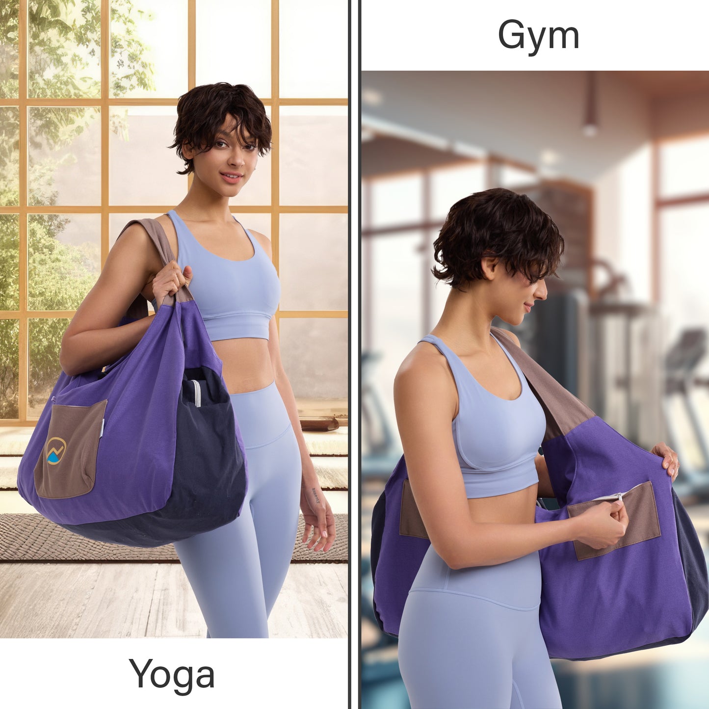 JoYnWell Yoga Bags and Carriers Fits All Your Stuff, PURPLE Extra Large Yoga Mat Bag Carrier, Full Zip Yoga Mat Bag, 3 Pockets Yoga Bag, Yoga Mat Carrier and Yoga Tote Bag