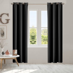 2x Blockout Curtains Panels 3 Layers Black-1861639776277499911