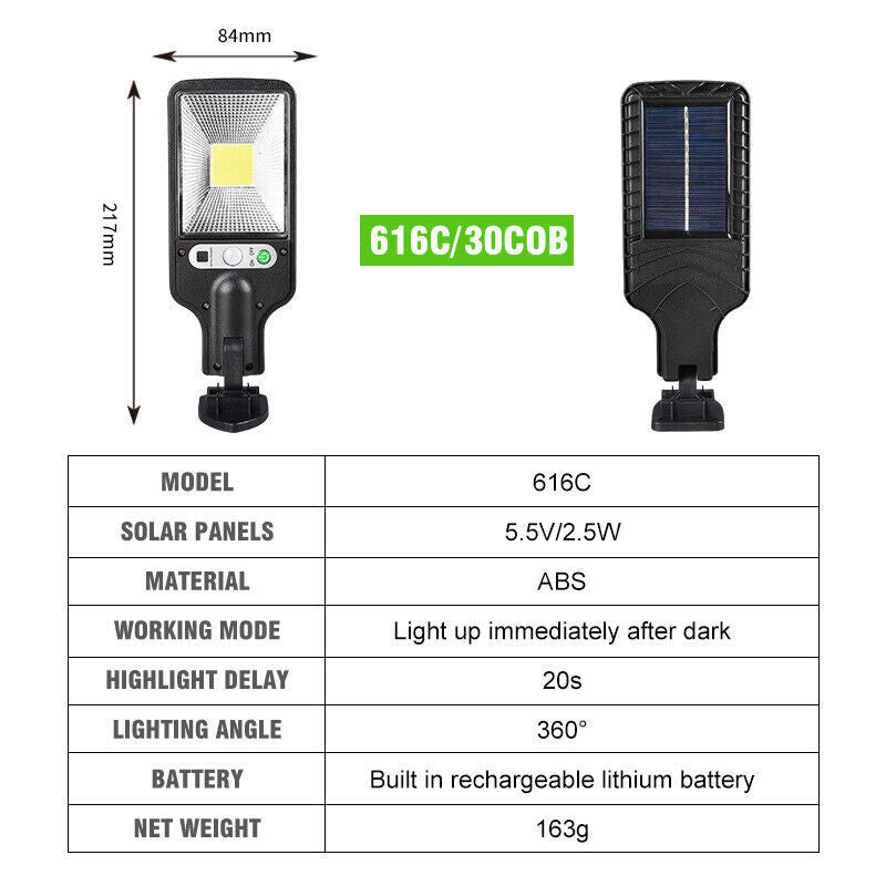 Solar Flood LED Light Motion Sensor Security Wall Outdoor Yard Street Lamp