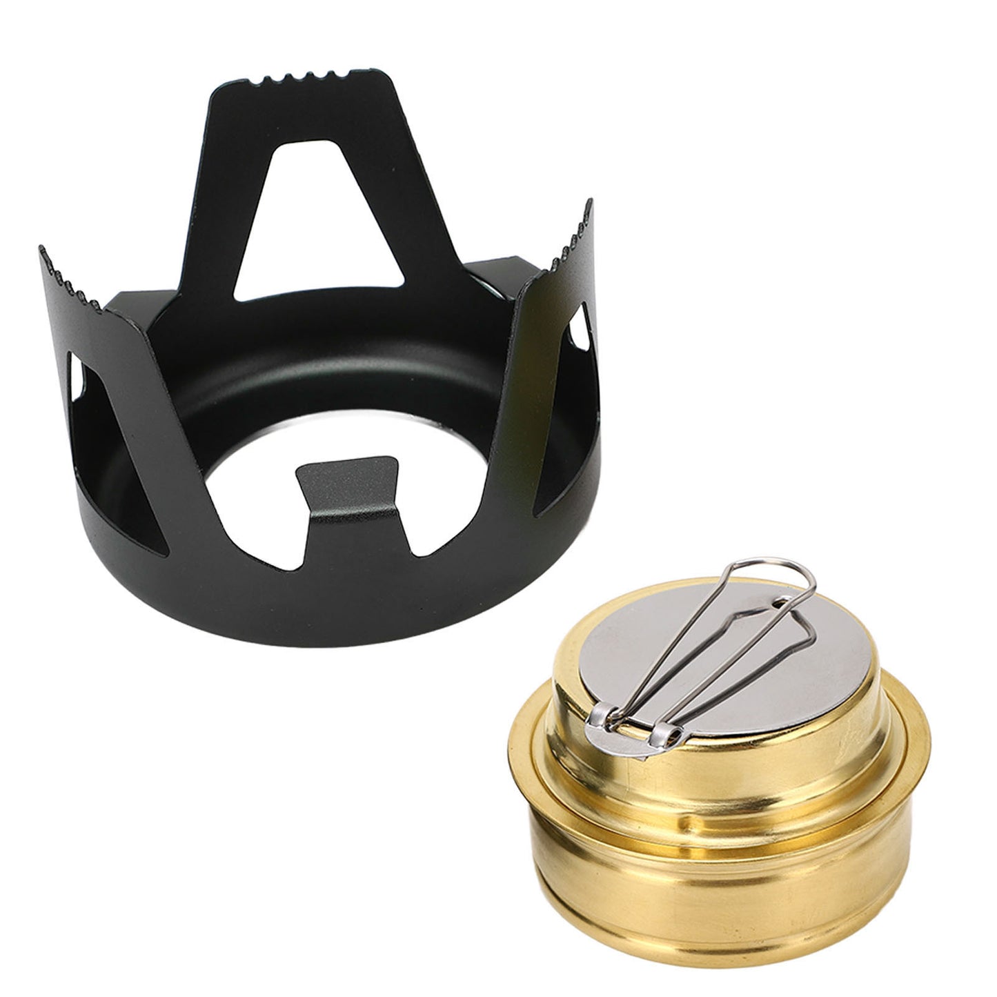 Mini Alcohol Stove Brass Aluminum Alloy Safe Windproof Portable Widely Used Mini Backpacking Stove for Camping Cooking Black