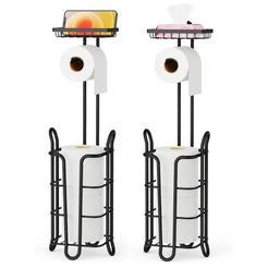 STORFEX Toilet Paper Holder Stand 2 Pack | Black | Steel Material | L-Shaped Arm and Vertical Storage_0