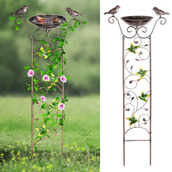 GREENHAVEN Bird Bath with Trellis for Climbing Plants_8