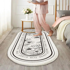 Imitation Cashmere Oval Bed Front Mat Light Luxury Ins Style Carpet_3