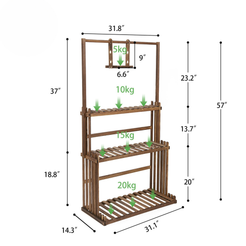 3-Tier Hanging Wood Plant Stand Flower Pot Organizer Rack_8