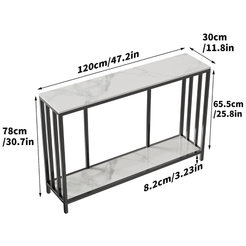 47.2” Console Table Sintered Stone Entryway Table with Metal Base_8