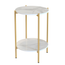 2 Tier Round Coffee End Table with Storage Shelf_10