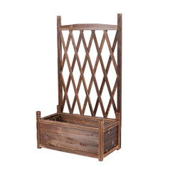 Lattice Raised Garden Bed Wooden Planter Box with Trellis_8