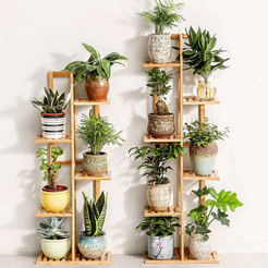 5/6 Pot Vertically Bamboo Flower Shelf Rack Pots Display Corner Shelving_0