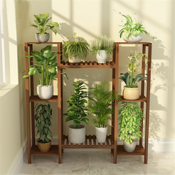 8-Tier Bamboo Plant Stand for Indoor and Outdoor Displays_0