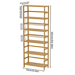 6-Tier Bamboo Storage Rack Shelving Bookshelf Plant Flower Stand_5