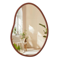 Stunning Asymmetrical Large Wall Mirror with Mid Century Wood Frame_0