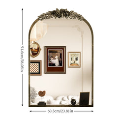 Stunning Baroque Brass Mirror Elegant Resin Rose Design_9