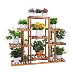 9 Tiered Plant Stand Wooden Plant Shelf Indoor Plant Holder Flower Stand_0