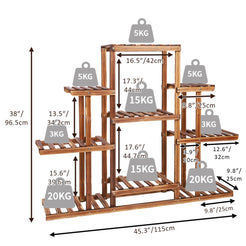 9 Tiered Plant Stand Wooden Plant Shelf Indoor Plant Holder Flower Stand_6