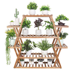 Wood Plant Stand Garden Flower Pot Holder Shelves Corner Rack_0