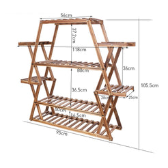 Wood Plant Stand Garden Flower Pot Holder Shelves Corner Rack_6