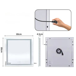 Square Illuminated Wall Bathroom Mirror with LED Lights_7