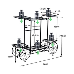 6 Tiers Metal Garden Cart Plant Stand Display Shelf Rack_10