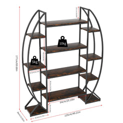 Industrial Large Plant Stand Multilayer Garden Flower Rack Bookshelf Half Moon Shaped_11