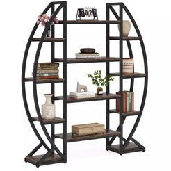 Industrial Large Plant Stand Multilayer Garden Flower Rack Bookshelf Half Moon Shaped_0