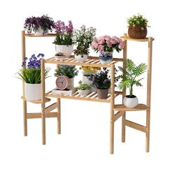 6 Tiers Bamboo Plant Stand Flower Display Shelf for Indoor Outdoor_0