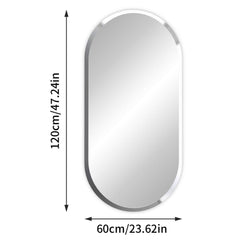 Stylish Frameless Long Oval Bathroom Vanity Mirror with Beveled Edge_9