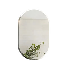 Stylish Frameless Long Oval Bathroom Vanity Mirror with Beveled Edge_0