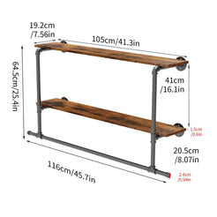 Industrial Pipe Coat Rack with 2 Shelves_10