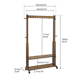 Bamboo Clothes Rack Stand with Wheels_6