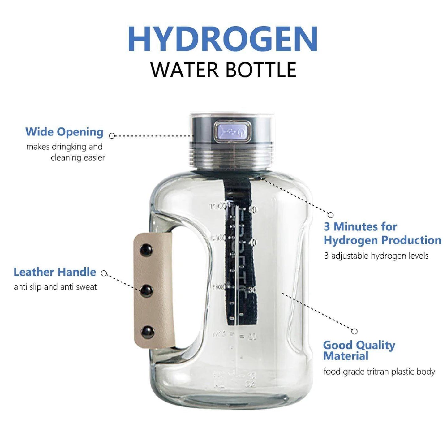 1.5L Hydrogen Water Bottle Hydrogen Rich Portable Rich Hydrogen Water Generator