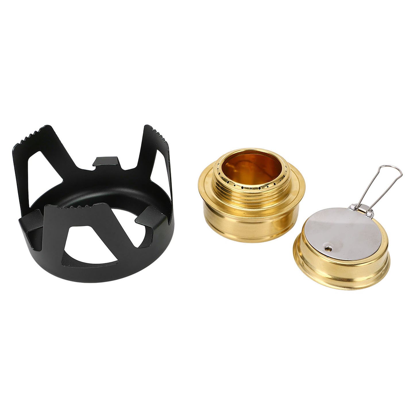 Mini Alcohol Stove Brass Aluminum Alloy Safe Windproof Portable Widely Used Mini Backpacking Stove for Camping Cooking Black