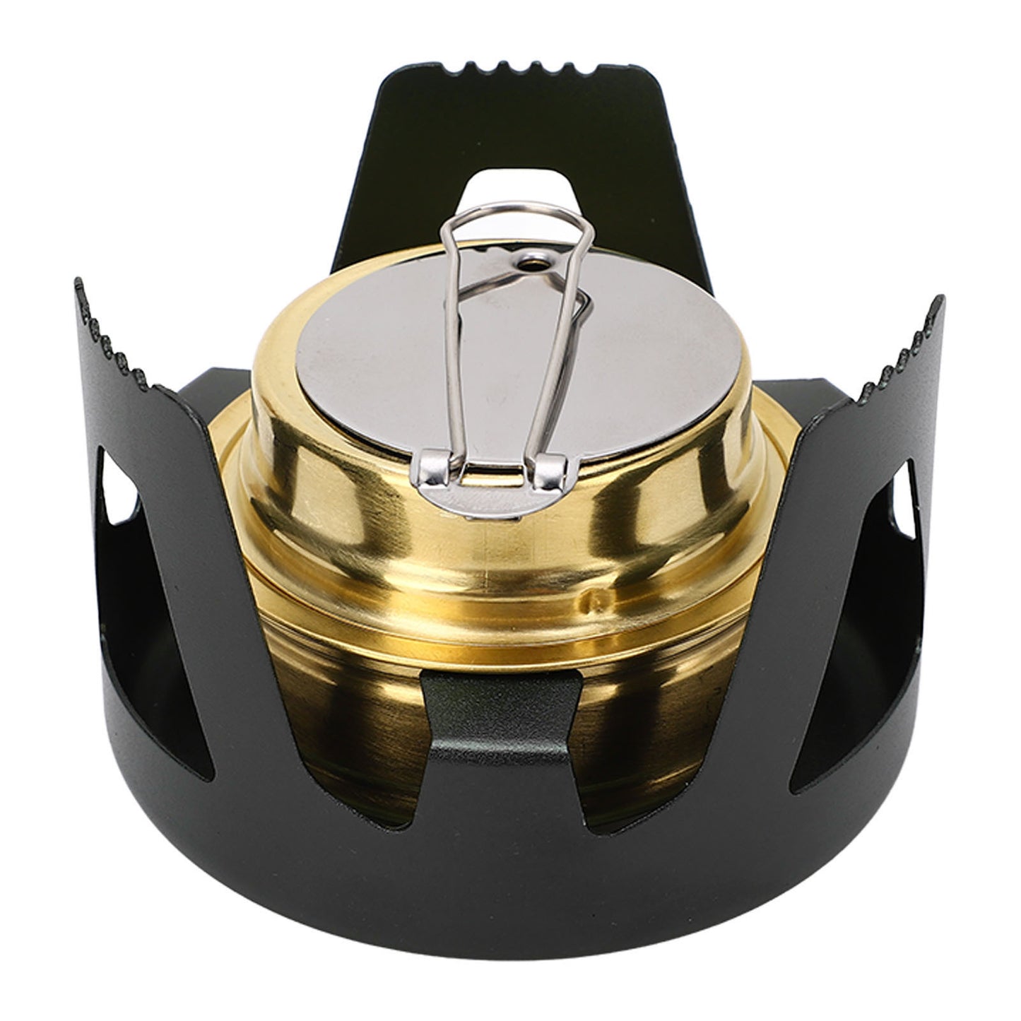 Mini Alcohol Stove Brass Aluminum Alloy Safe Windproof Portable Widely Used Mini Backpacking Stove for Camping Cooking Black