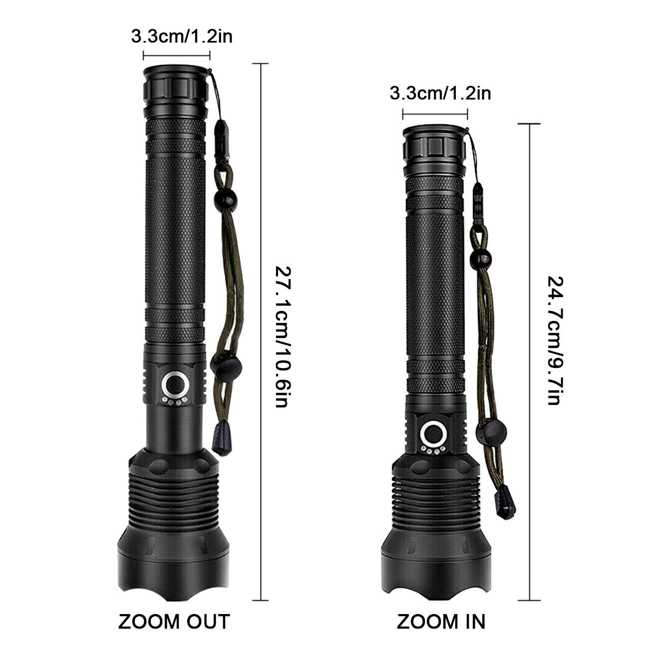 9900000LM Ultra Bright LED Tactical Flashlight 3-Modes Zoom Torch USB Charging