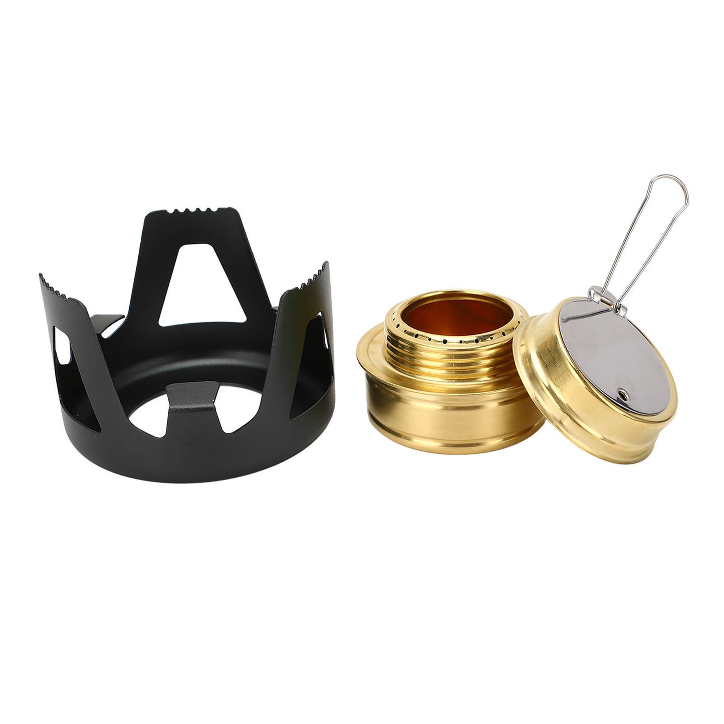 Mini Alcohol Stove Brass Aluminum Alloy Safe Windproof Portable Widely Used Mini Backpacking Stove for Camping Cooking Black