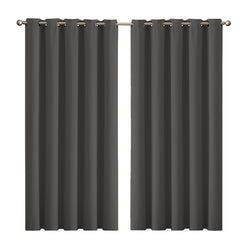 2x Blockout Curtains Panels 3 Layers Charcoal-1861639780178202624