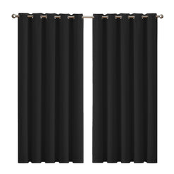 2x Blockout Curtains Panels 3 Layers Black-1861639779905572864