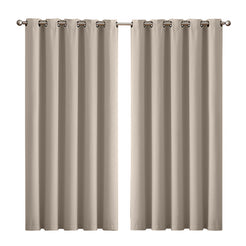 2x Blockout Curtains Panels 3 Layers Beige-1861639779771355136