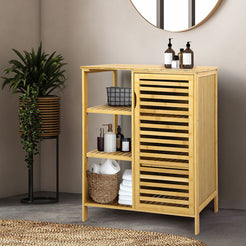 Levede  Bathroom Bamboo Storage Cabinet Natural-1861638562215235591