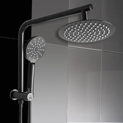 Shower Head High Pressure Set Rain Round Black-1861639752269303815