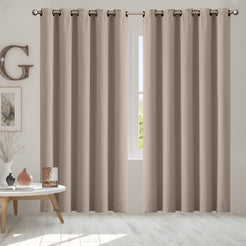 2x Blockout Curtains Panels 3 Layers Beige-1861639779771355142