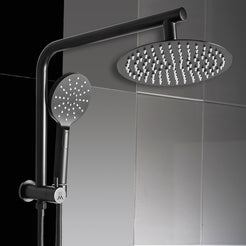 High Pressure Shower Head Set Rain Round Black-1861639752906838023