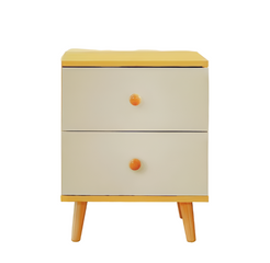 NNECN Wooden Bedside Cabinet with Two Drawers and Sturdy Legs