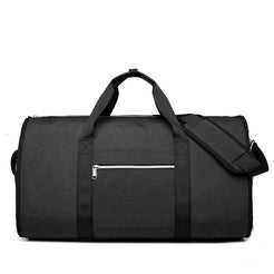 Black Multi-Functional Travel Duffel Bag with Suit Storage, Foldable Garment Bag for Business Trips