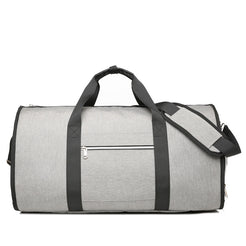 Grey Multi-Functional Travel Duffel Bag with Suit Storage, Foldable Garment Bag for Business Trips